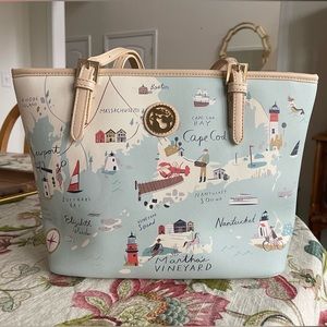 Spartina 449 Northeastern Harbors Map Tote Bag
